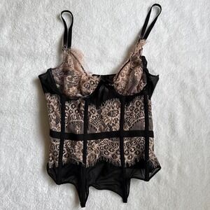 y2k goth glam black lace corset top with adjustable straps